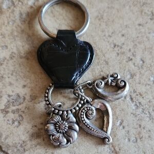 Brighton Silver and Black Heart Keychain/purse Charm